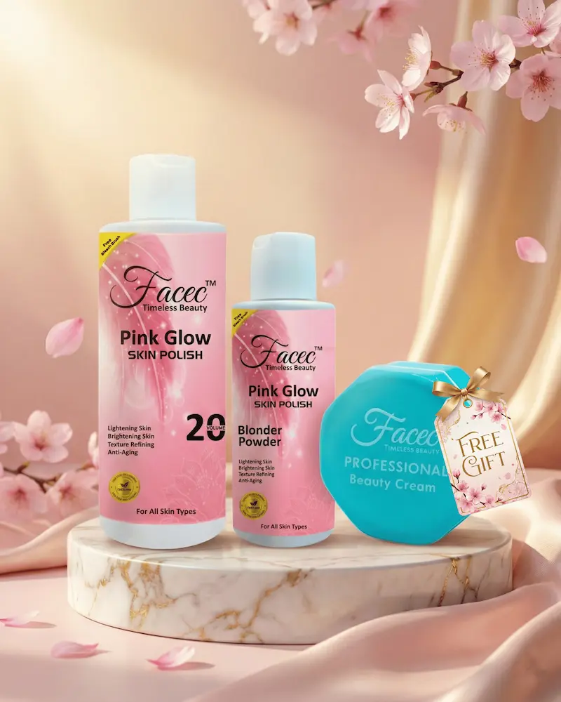 Facec Pink Glow Skin Polish (20 Vol + Blonder powder) + Free Professional Beauty Cream