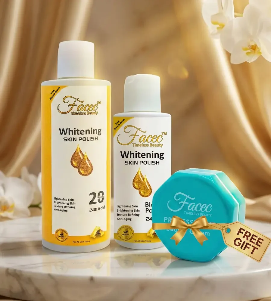 Facec 24K Gold Whitening Skin Polish Set + Free Professional Beauty Cream