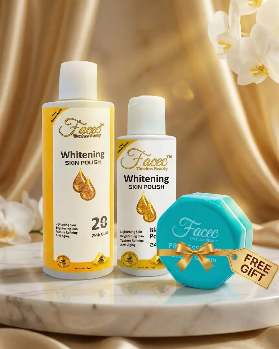 Facec 24K Gold Whitening Skin Polish Set + Free Professional Beauty Cream