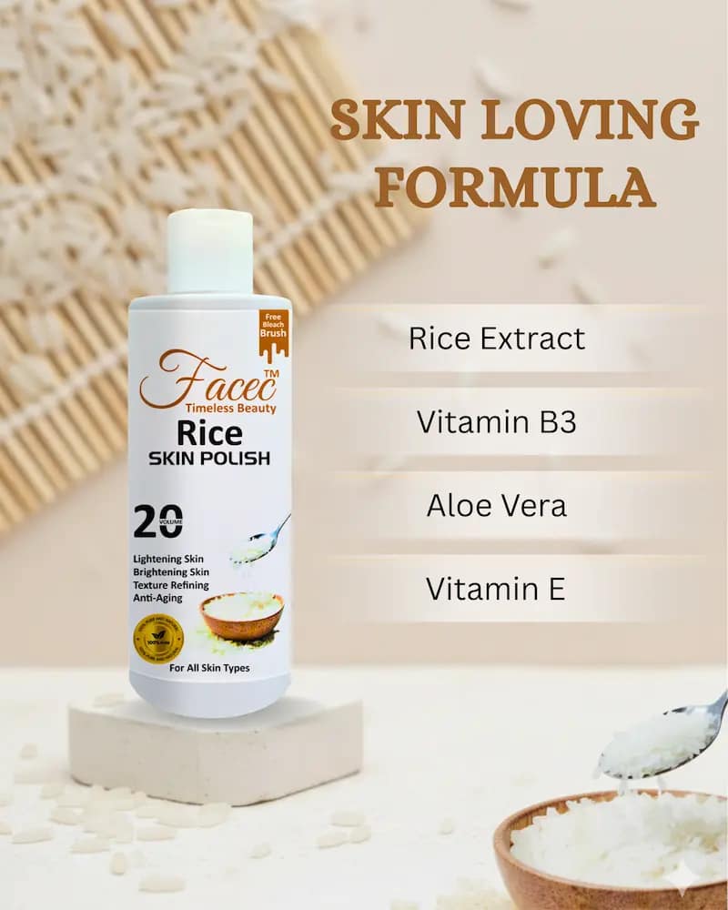 Skin Loving Formula: Rice Skin Polish with Vitamin B3, Aloe Vera & Vitamin E