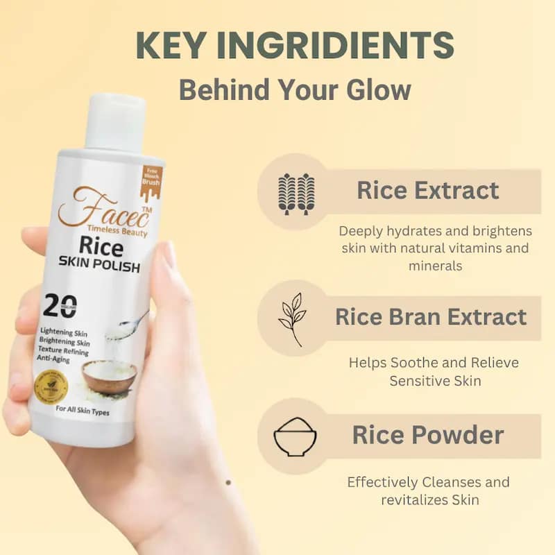 Key Ingredients of Rice Skin Polish - Rice Extract, Bran Extract & Rice Powder